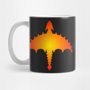 Red And Yellow Abstract Digital Cyber Heavy Metal Dragon Design Mug